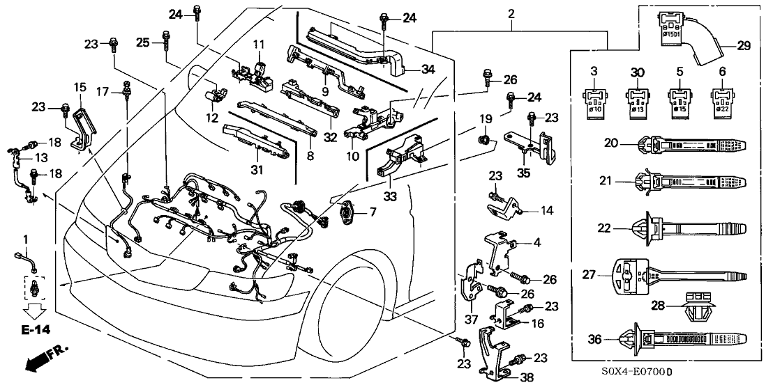 Honda 32746-P8F-A00 Stay F, Engine Harness