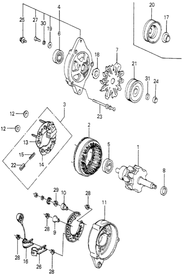 Honda 31127-689-004 Rectifier Assy. (Positive)