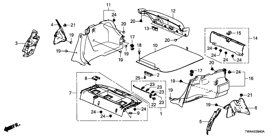 Honda 84502-TVA-A47ZA PARCEL, RR- *NH900L*