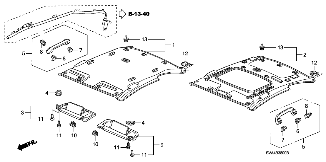 Honda 83200-SVA-A21ZC Lining Assy., Roof *YR327L* (Sliding Roof) (PEARL IVORY)