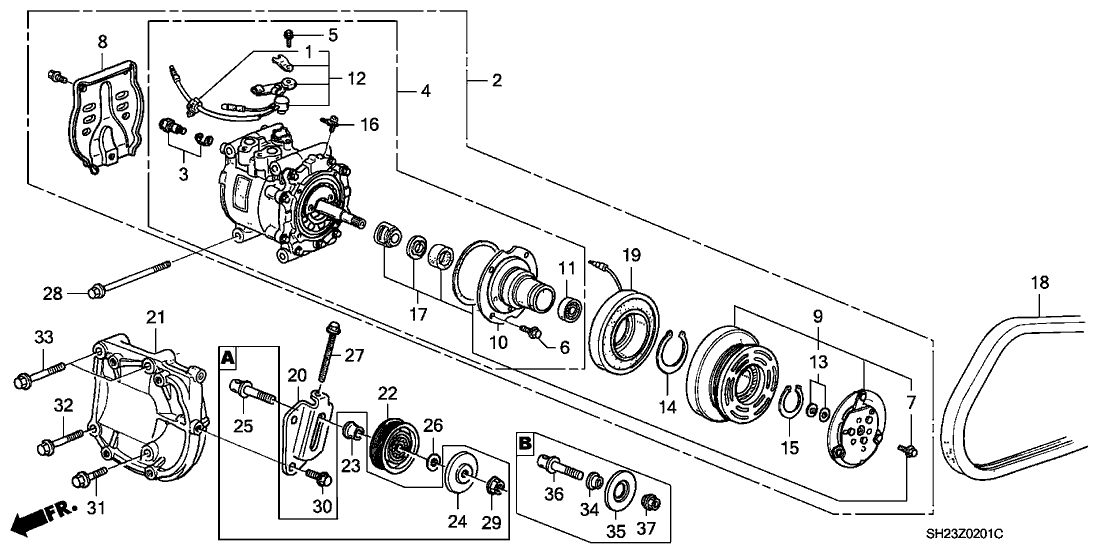 Honda 38930-PM5-A00 Bracket, Compressor