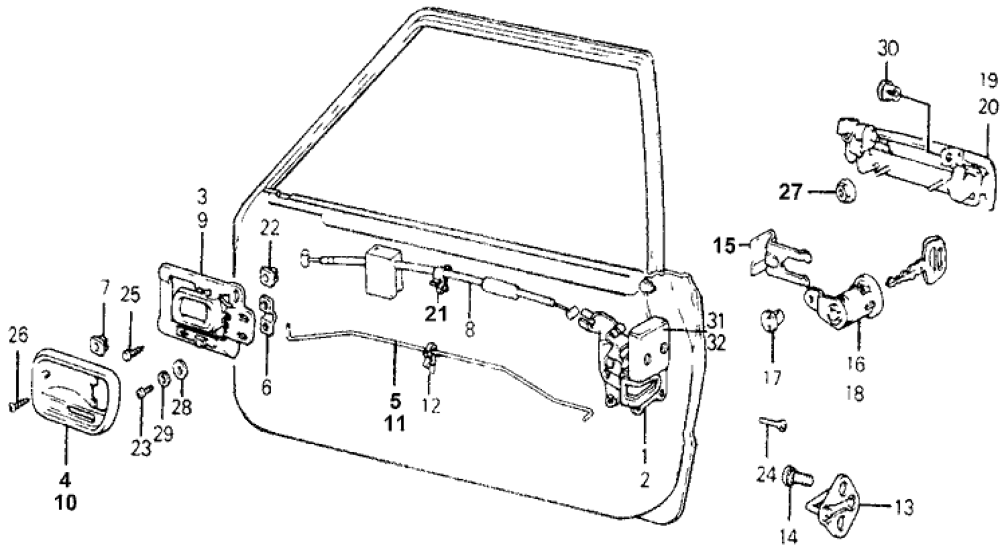 Honda 75530-671-013 Handle Assembly, Driver Side Inside