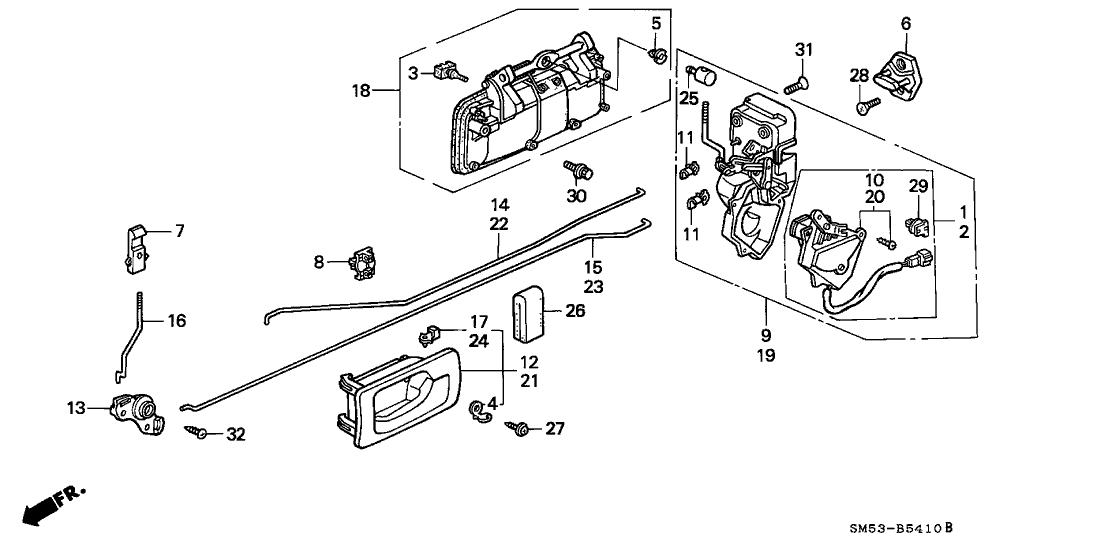 Honda 04805-SM4-J01 Actuator Sub-Assy., L. RR.