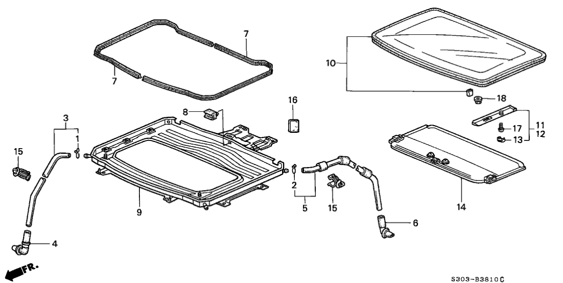 Honda 70200-S30-A11 Glass Assembly, Roof
