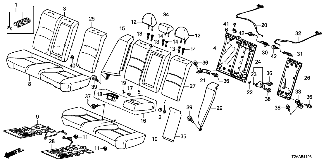 Honda 82150-T2G-A42ZH Seat-Back Assy., R. RR. Side (Typee) (LEA)