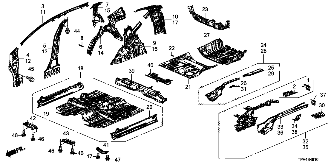 Honda 65100-TPG-305ZZ FLOOR COMP,FRONT