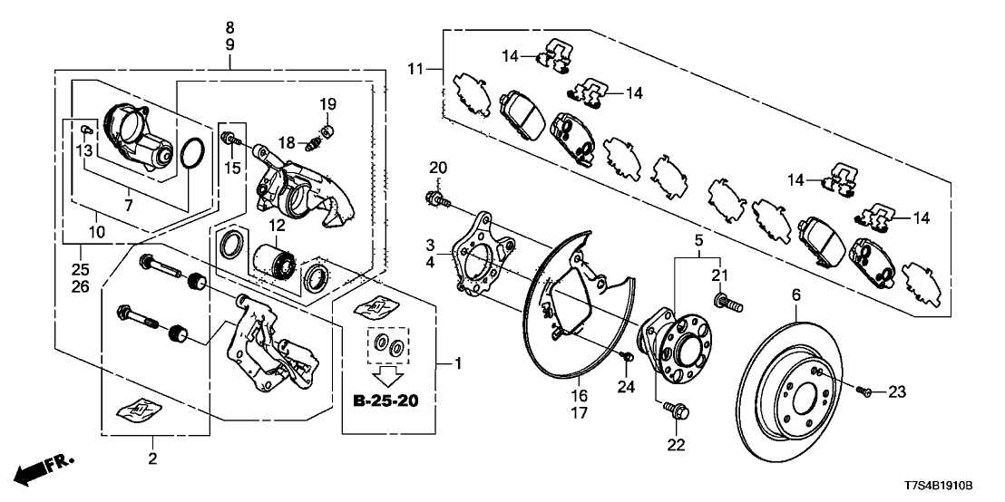 Honda 43018-T7W-A60 Caliper Sub-Assembly, Right Rear