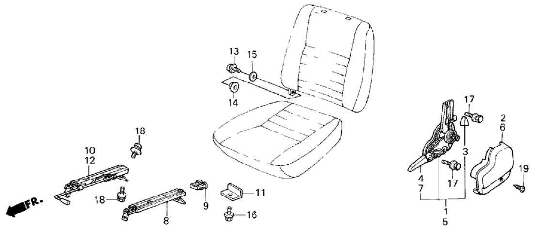 Honda 77251-SB3-972ZA Adjuster, R. Reclining *NH1L* (BLACK)