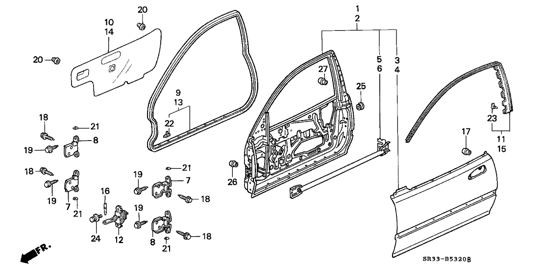 Honda 67231-SR3-A01ZZ Beam, R. FR. Door Skin