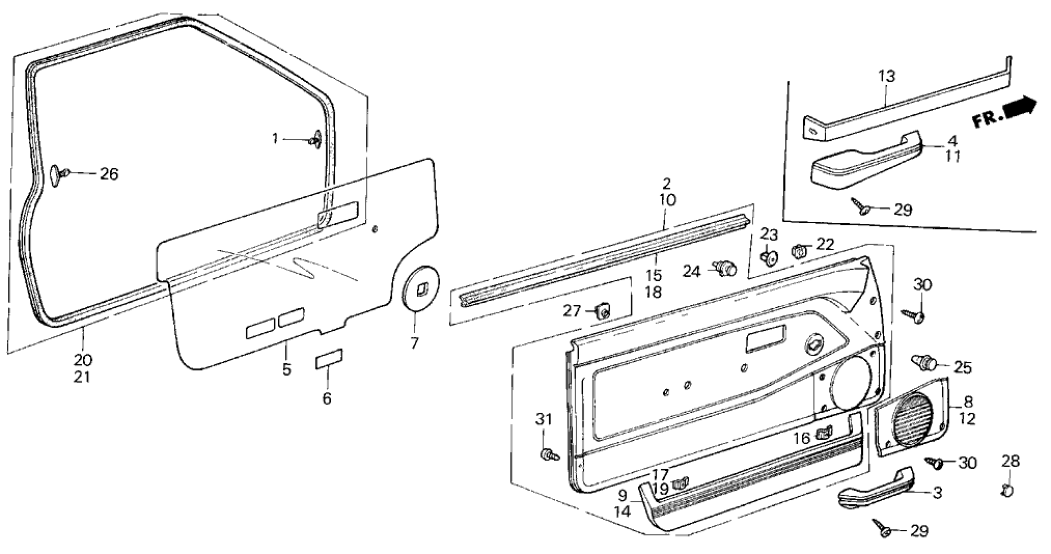 Honda 75830-SB3-763ZA Lining Assy., L. Door *NH83L* (OFF BLACK)