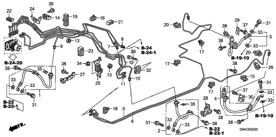 Honda 46374-SNG-G00 Pipe U, Brake