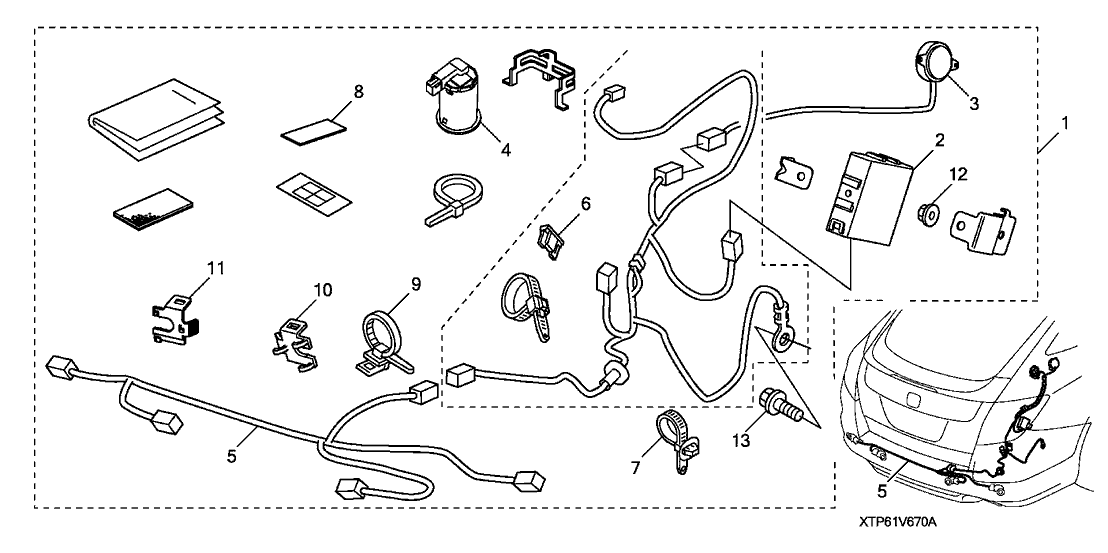 Honda 08V67-TP6-10031 Sub-Harness, Back-Up Sensor