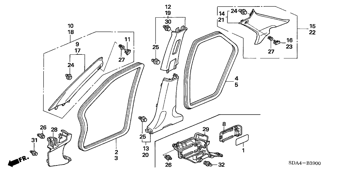 Honda 72315-SDA-A01ZA Seal, R. FR. Door Opening *NH167L* (GRAPHITE BLACK)