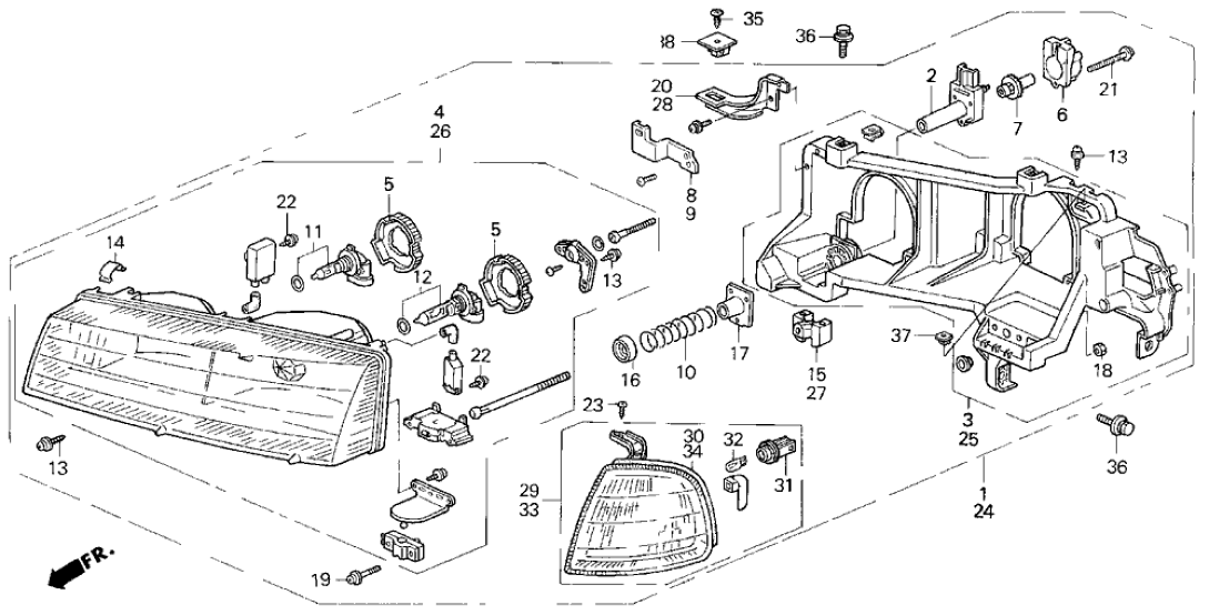 Honda 33153-SS0-A01 Headlight Unit, Driver Side