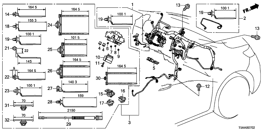 Honda 32116-T5R-A10 Sub-Wire, Sun Beam Sensor