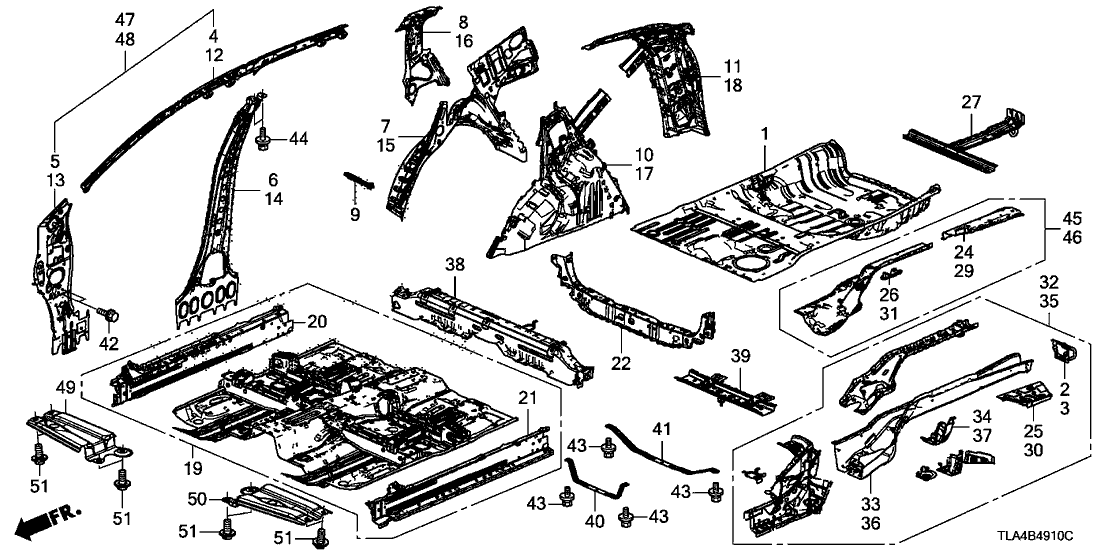 Honda 65610-TNY-306ZZ FRAME, R. RR.