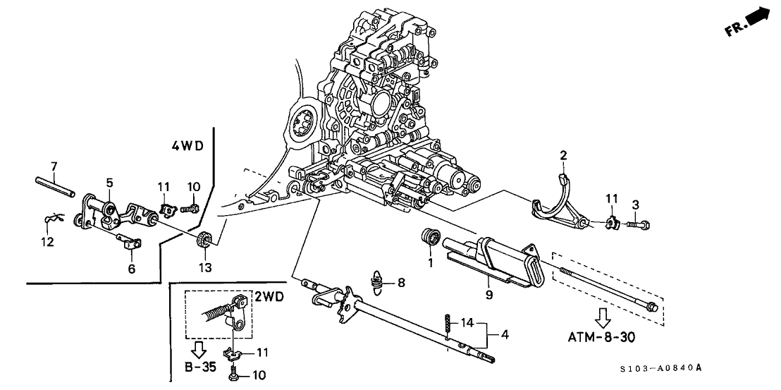 Honda 24410-PDM-010 Shaft, Control