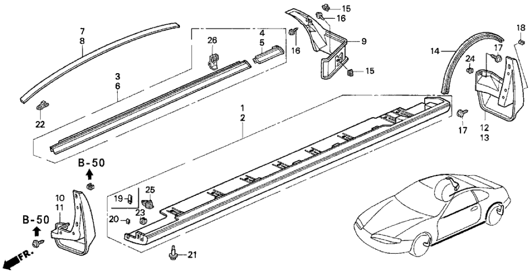 Honda 74316-SS0-J01ZD Molding Assy., L. Roof *NH538* (FROST WHITE)