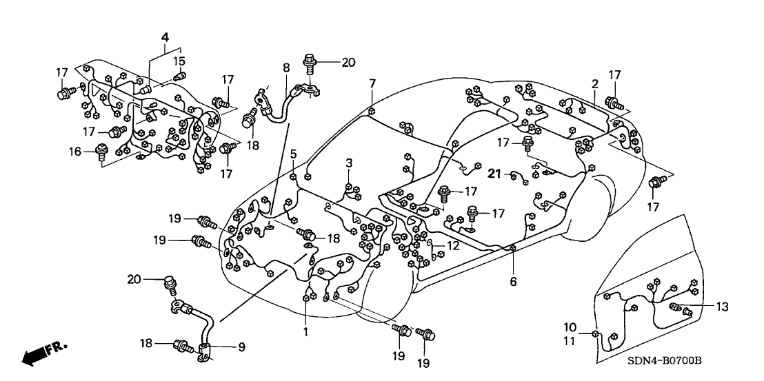 Honda 32108-SDN-A00 Wire Harness, RR.