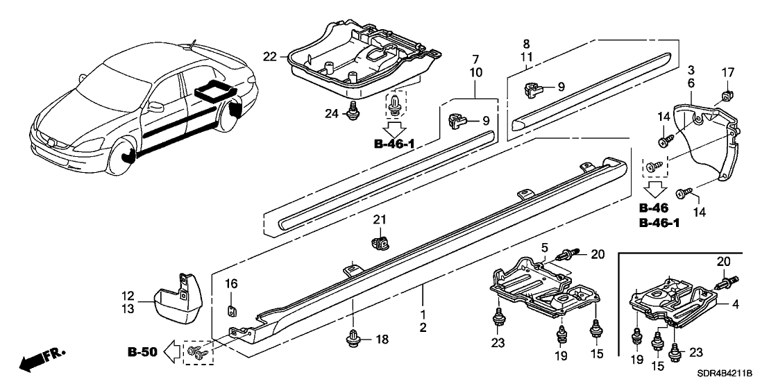 Honda 74561-SDR-A00 Cover, R. Middle Floor (Lower)