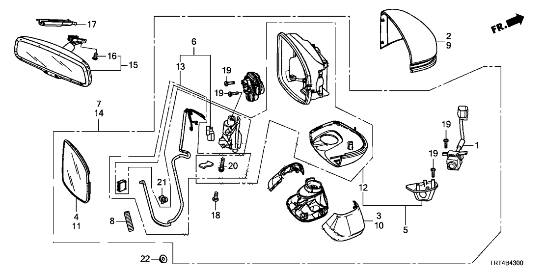 Honda 76203-TRT-A01 Mirror Sub-Assembly, Passenger Side