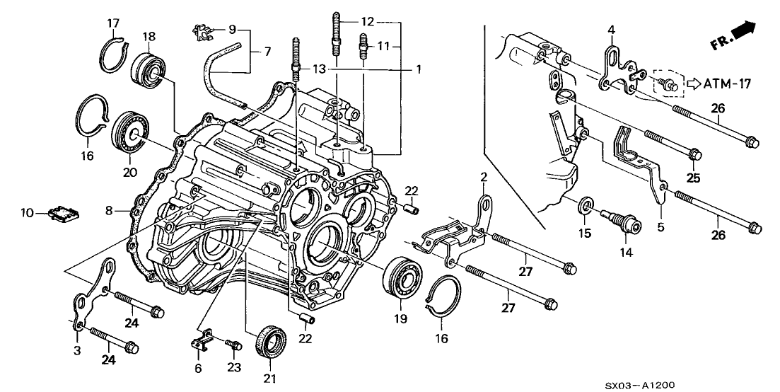 Honda 21210-PDW-000 Case, Transmission