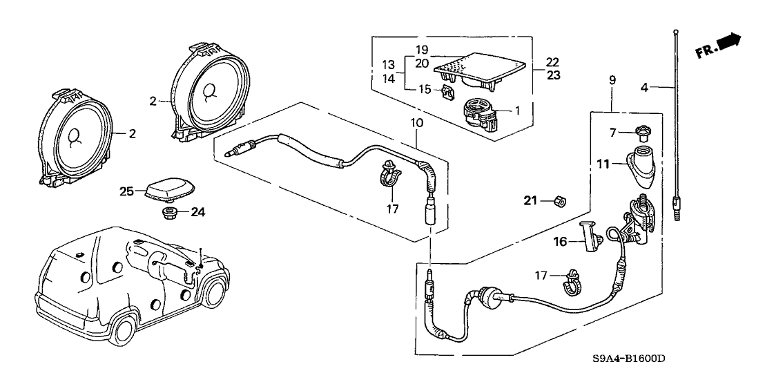 Honda 77132-S9A-000ZB Lid, R. Tweeter *YR202L* (DARK SADDLE)