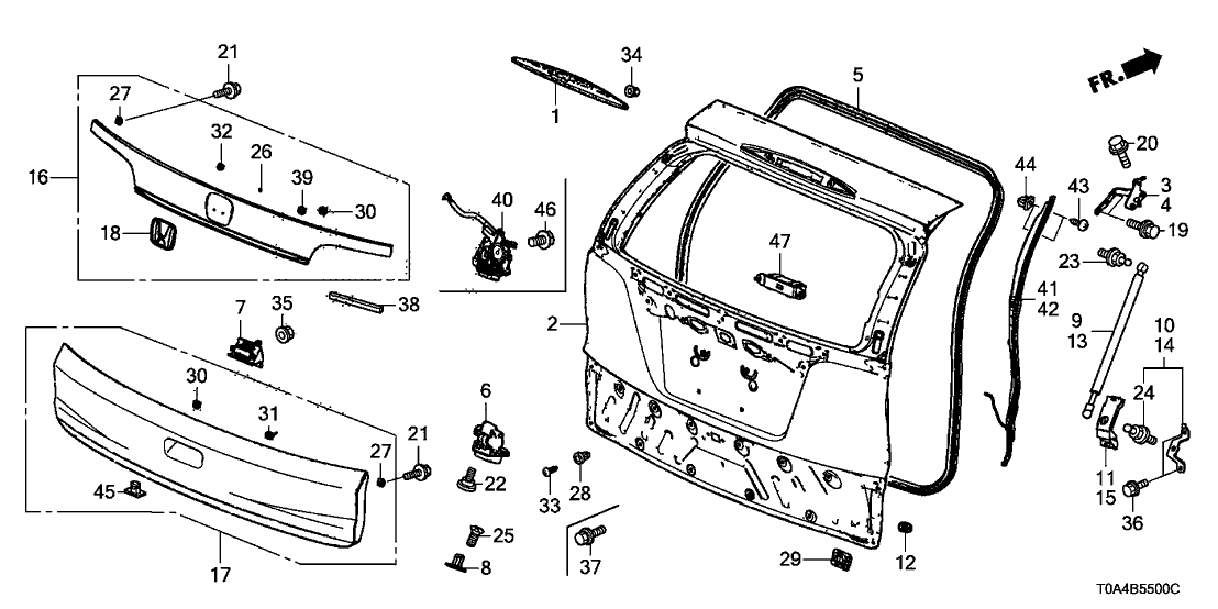 Honda 91515-T1G-E01 Stopper,Tail Gate Lw