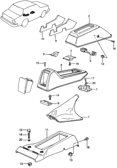 Honda 77701-SA0-971ZF Cover, Select Lever *NH35L* (LIGHT GRAY)