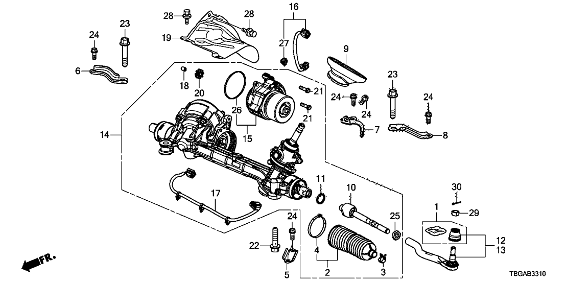 Honda 53620-TBJ-A60 Rack Assembly, Power Steering (Eps) (Service)