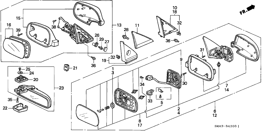 Honda 76250-SM4-A02 Mirror Assembly, Driver Side Door