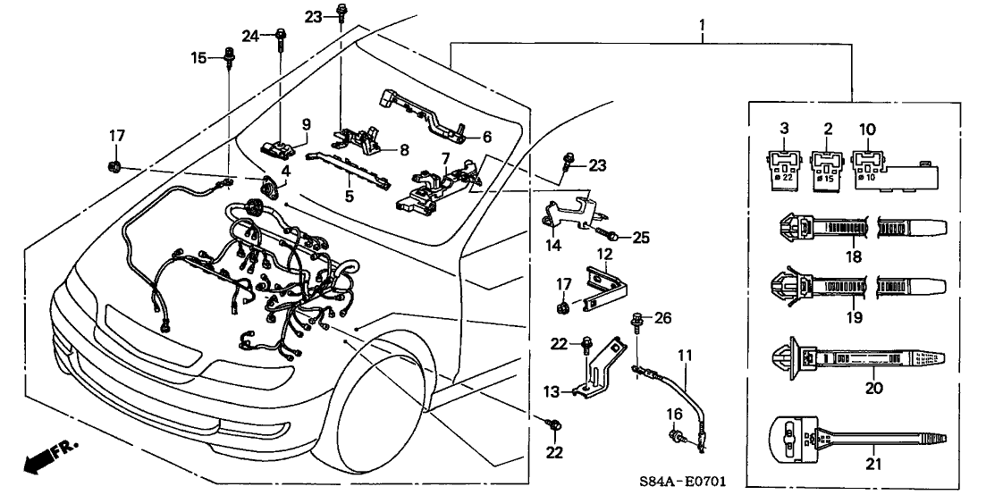 Honda 32743-P8E-A00 Stay C, Engine Wire Harness