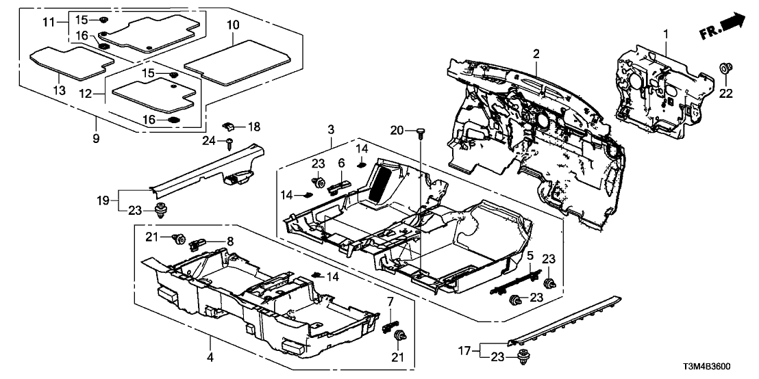 Honda 83306-T3L-A01 Base, R. RR. Clip