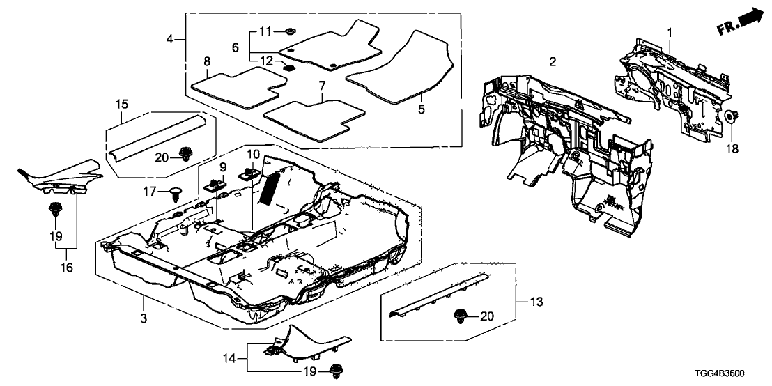 Honda 83600-TGH-A01ZB Floor Mat Set *R145L*