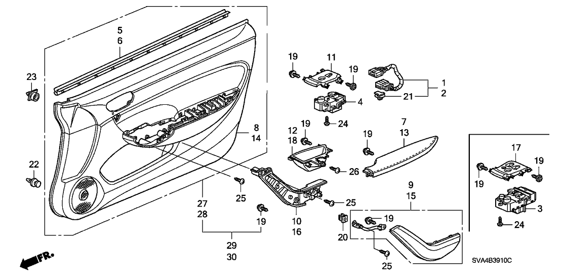 Honda 83502-SVA-A21ZC Armrest Assembly, Right Front Door (Pearl Ivory)