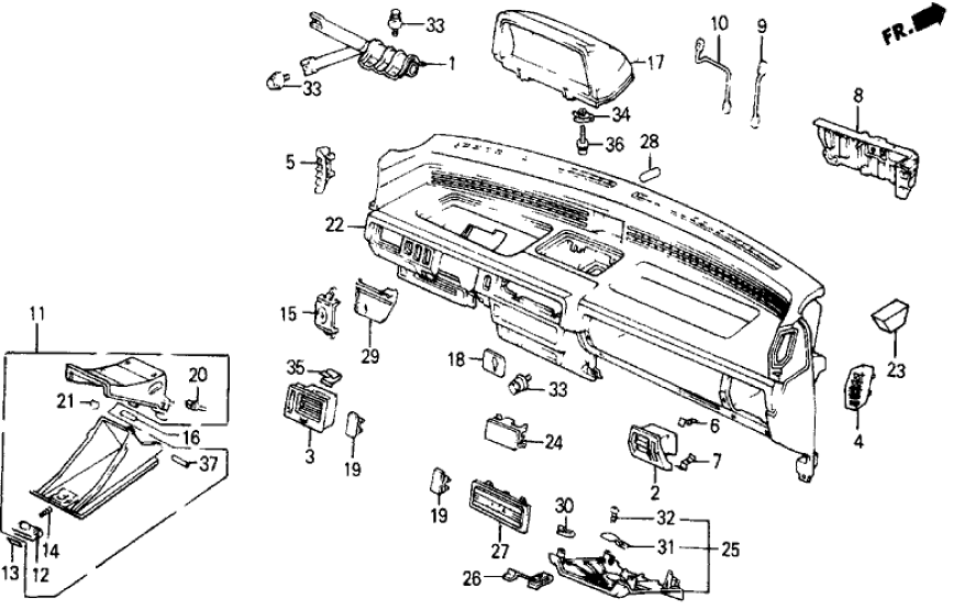 Honda 77506-SD4-003 Stopper, Glove Box Lid