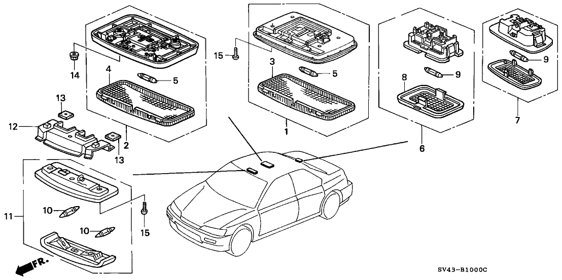 Honda 34250-SM4-003ZK Light Assembly, Interior (Clear Gray)