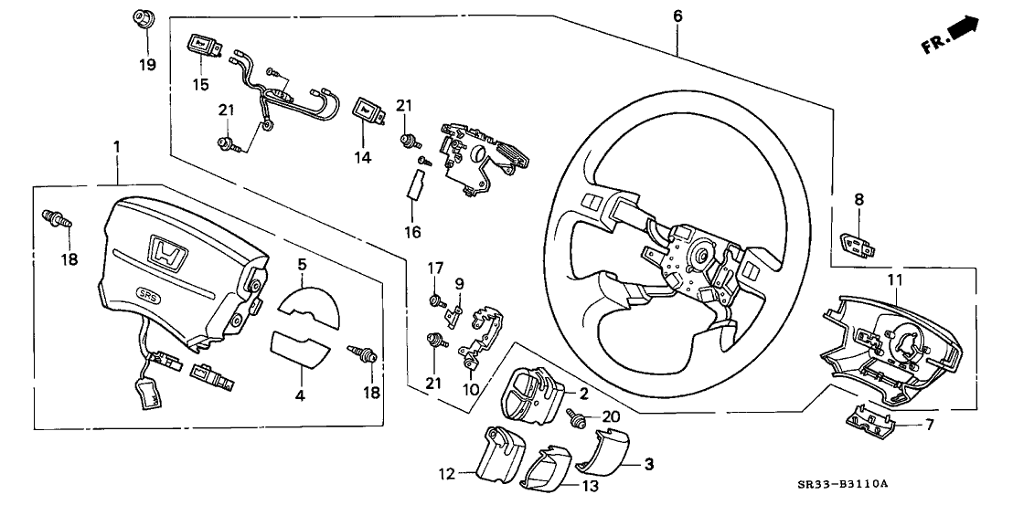 Honda 06770-SR4-A81ZF Airbag Assembly, Inflator (Palmy Blue)