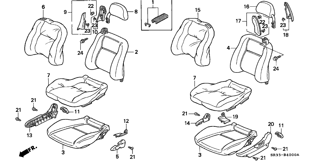 Honda 04810-SR0-A01 Frame Set, R. FR. Seat-Back