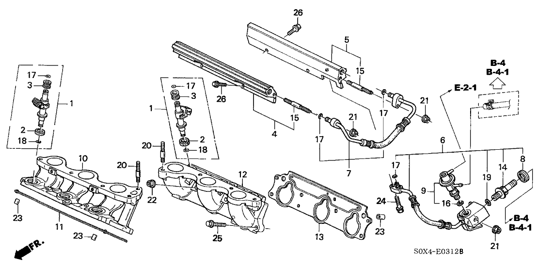 Honda 17060-PGE-A01 Base, RR. Injector