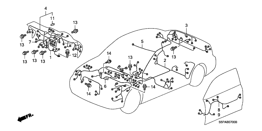 Honda 32155-S5P-A21 Wire, Interior & Sunroof