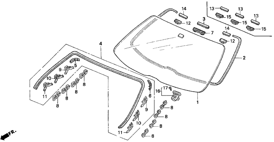 Honda 91529-SS0-003 Clip B, FR. Windshield Side