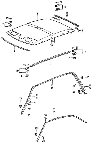 Honda 71824-SA5-010ZC Trim, FR. Roof (1035MM) *B39L* (LIMPID BLUE)