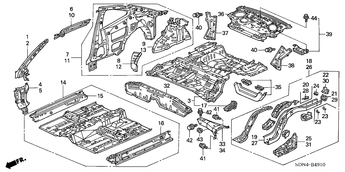 Honda 65710-SDN-A01ZZ Gusset, R. Middle Floor