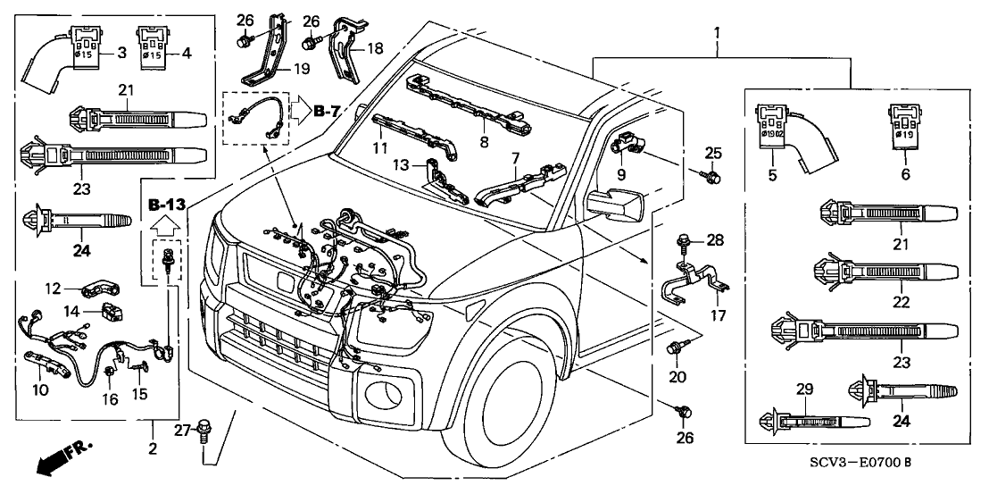 Honda 32124-RAA-A01 Holder D, Engine Harness