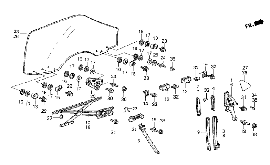 Honda 75216-SB2-000 Sash, R. FR. Door