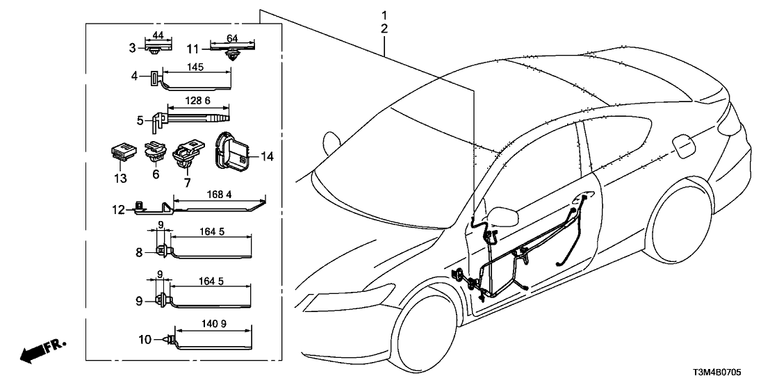 Honda 32752-T3L-A02 Wire Harness, Passenger Door