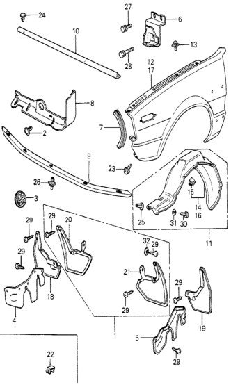 Honda 61010-671-812 Cowl Set, FR. Inside