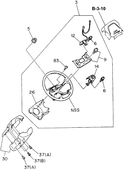 Honda 8-97155-253-0 Button, L. Steering Horn (Black)