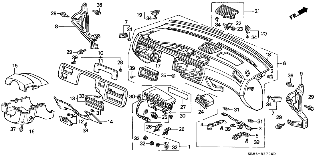 Honda 77109-SR8-A10ZA Panel, Instrument *NH167L* (GRAPHITE BLACK)